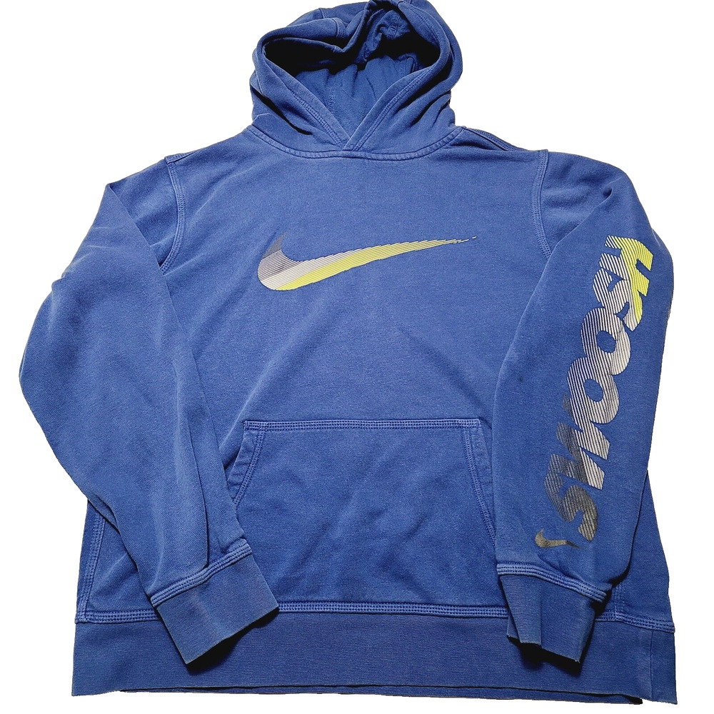 Nike Swoosh Graphic Pullover Youth Boys Blue Hoodie Size XL